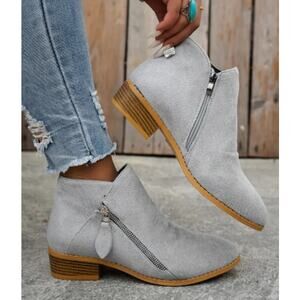 Women's Casual Winter Short Boots Booties Chunky Heel Side Zip size 5.5 New